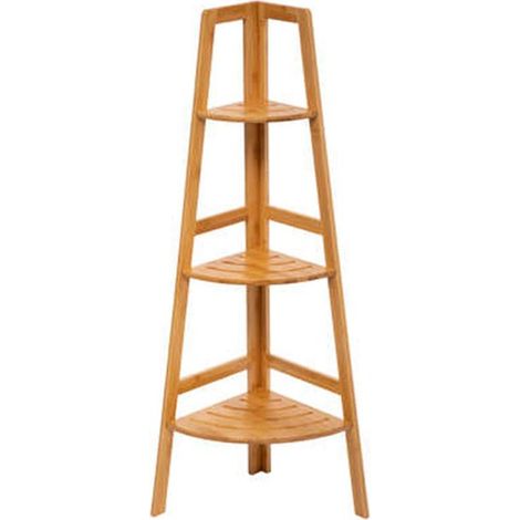 Etagère Angle Salle de Bain Bambou 3 Niveaux 32x32x103 cm - SILUMEN (1/3)