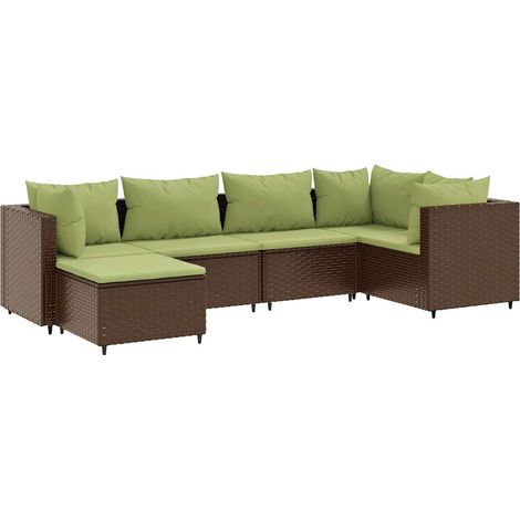 Maison Exclusive - Set Mobili da Giardino 6pz con Cuscini in Polyrattan Marrone