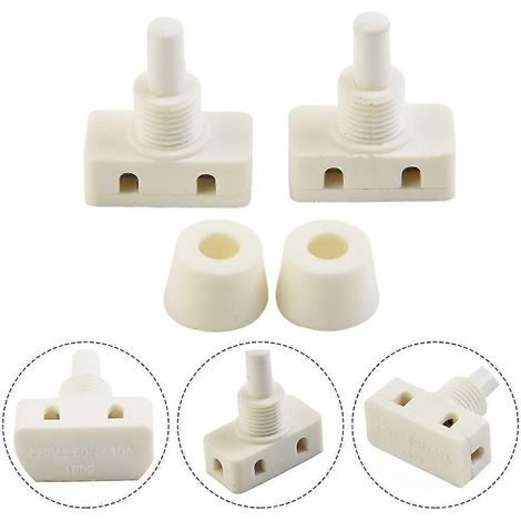 Interrupteur poussoir ON-OFF 2A 250V - Auto-verrouillant - Blanc 10mm - Lampes/bricolage (1/5)