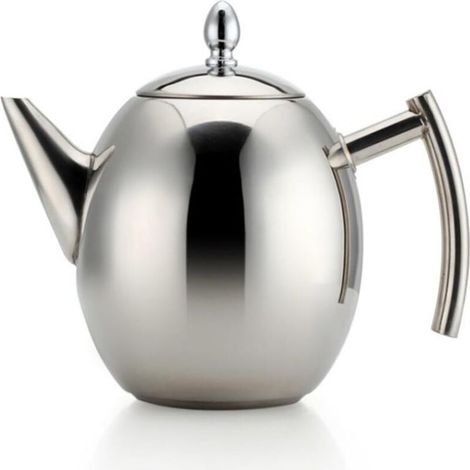 Théière en acier inoxydable de 1500 ml (51 oz) avec passoire intégrée – Design élégant argenté, idéale pour thé vert, noir ou infusions, résistante à la chaleur et facile à nettoyer (1/5)