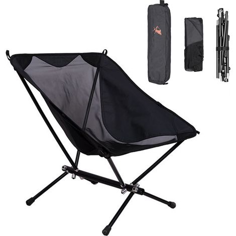 Chaise pliante extérieure ergonomique, portable pour camping, randonnée, plage, voyage, pique-nique - Noir (1/5)