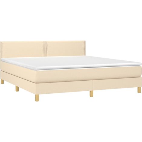 Letto a Molle con Materasso e LED Crema 180x200 cm in Tessuto vidaXL (1/5)