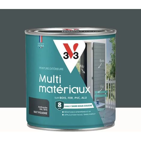 Peinture extérieure V33 Multi-matériaux Mat poudré Anthracite 0,5 L (1/3)