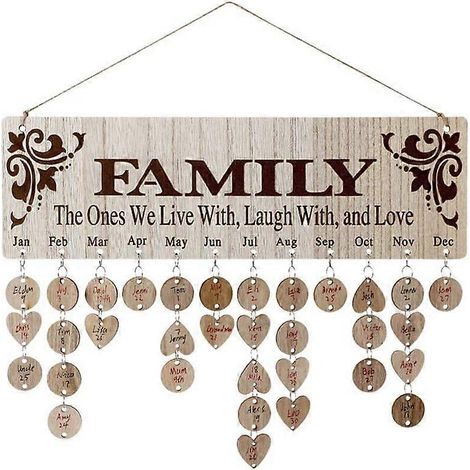 Plaque en bois familiale avec nom de maison, cadeau et décoration sur le thème du cœur, de la famille et de l'amour (1/3)