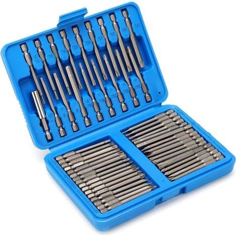 Coffret de 50 embouts de tournevis magnétiques comprenant des clés hexagonales, Torx, carrées, plates, Phillips et un foret, le tout rangé dans une boîte de rangement.-AquaForge (1/4)