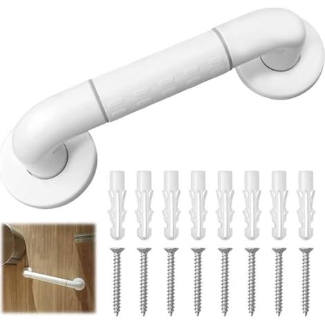 CYRILL – Barres d'appui de bain avec poignée antidérapante et cercles lumineux de sécurité, poignée de bain, porte-serviettes avec tube intérieur en acier inoxydable, 30cm, pour personnes âgées (1/5)