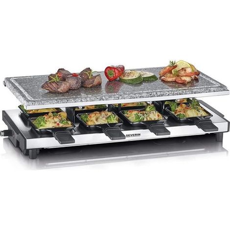 Raclette - SEVERIN - RG 2374 - Pierre de cuisson naturelle - 8 personnes - Antiadhésif