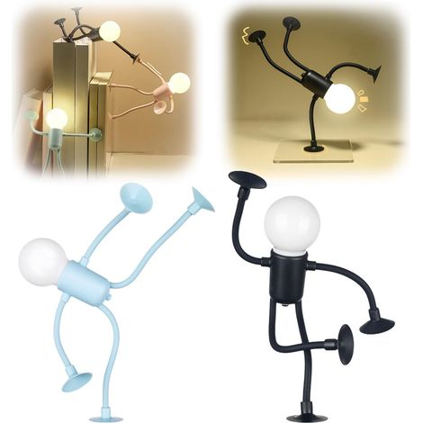 2Pcs Sports Night Light Interchangeable Shape, DIY Cute Man Shape Night Lights for Bedroom, Blue+Black (1/5)