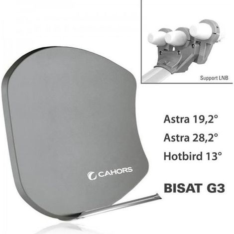 Antenne Multisatellite - CAHORS - SMC Bisat - 3 sorties - 3 LNB - Couverture Astra et Hotbird (1/2)
