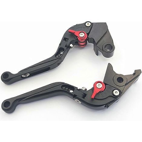 Convient aux motos Kawasaki ZZR600 ZX6R ZX636, poignée de frein, d'embrayage et de klaxon télescopique modifiée anti-chute (tons noirs et rouges) (1/5)