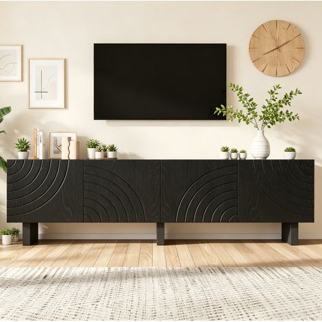 TV Möbel mit 4 Türen 180x40x55 cm Schwarz Spanplatte OKMYHOME (1/5)
