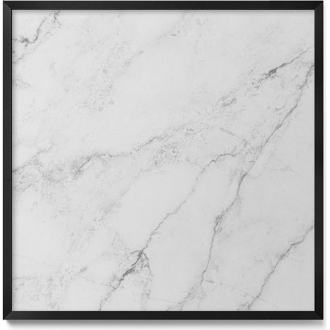 Tableau Magnétique en Métal pour Aimants - Motif Marbre clair délicat - Minimaliste - Cadre Noir - 50x50 cm - Tableau Métallique Aimanté