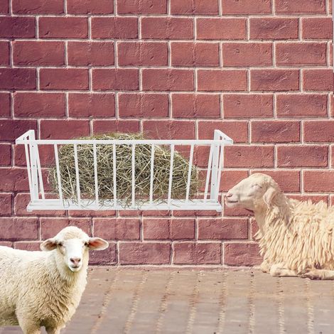 Heuraufe für Pferde, 25 Gallonen Kapazität, HäNgende RinderfüTterung, Wandmontierte Heuraufe für Schafe, Pferde, Leicht Auf Dem Bauernhof Zu Installieren Weiß (1/5)