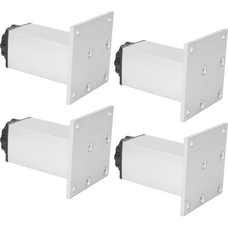 Ensemble de 4 pieds de meubles carrés réglables en alliage d'aluminium pour armoires, tables et canapés (pieds de meubles carrés de 100 mm, couleur oxyde) (1/5)