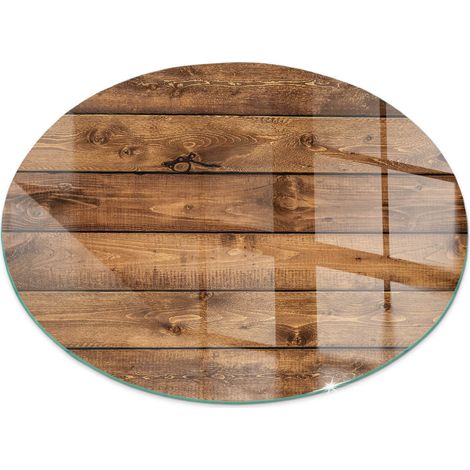 Piastra per Camino di Vetro Temperato Protezione per Caminetto dal Calore Resistente a Scintille e Graffi  Assi di legno con venature Rotondo fi 60 cm (1/5)