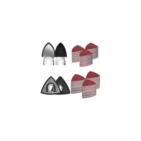 Set di 204 dischi abrasivi multiuso, 2 dischi abrasivi triangolari, 2 dischi abrasivi a punta fine, 200 fogli di carta vetrata con grana 60/80/120/180/240/320 per superfici in legno. (1/4)