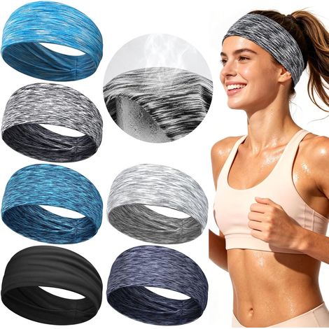 Bandeau Cheveux Femme Elastique Sport - 6 Pièces Bandeaux Mode pour Femmes Anti Transpiration Headband Large Antidérapant Respirant pour Running Yoga Fitness Accessoires (1/5)
