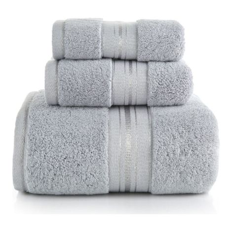 Serviettes de bain - Lot de 3 serviettes 100 % coton - 75 x 150 cm + 34 x 75 cm + 34 x 30 cm
