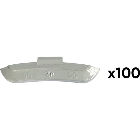 JBM54665 Boîte de 100 contrepoids en zinc avec clip de 50 g, spécial pour jante universelle