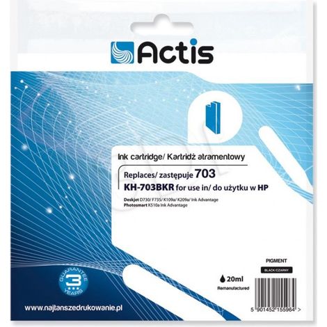 ACTIS KH-703BKR - Reemplazo de tinta HP 703, negro, 15 ml