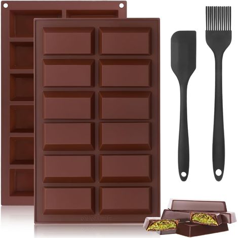 2 Pièces Moule Silicone, 12 Cavités, Spatule Et Pinceau Inclus, Pour Chocolat Et Bonbons, Usage Domestique (1/5)