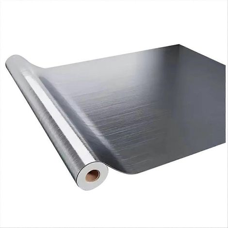 40 cm großer, gebürsteter silberfarbener Metall-Wandaufkleber, wasserfest, für Küche, Wohnzimmer, Kühlschrank oder Arbeitsplatte. (1/5)