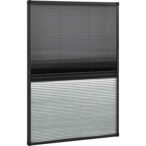 Moustiquaire plissée pour fenêtre de toit avec auvent cadre aluminium anthracite 80 x 120 cm (1/5)