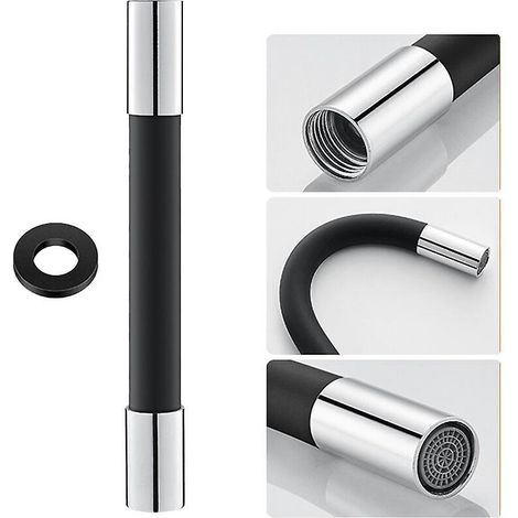 360 Embout De Robinet 30 Cm Avec Joint, Noir, Embout Anti-claboussures, Wc, Balcon, Salle De Bain (1/5)