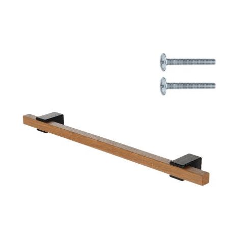 Maniglia per mobili in legno 224 mm, rovere naturale verniciato / rovere tinto nero Riex XT10 (1/5)