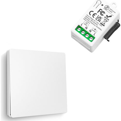 kit Interrupteur Sans Fil, Interrupteur Auto Générateur Relais 220V Mini Récepteur Rf émetteur Radio Télécommande 50 Mètre Contrôle De Portée Pour Les Lumières (1 Télécommande 1 Récepteur) (1/5)