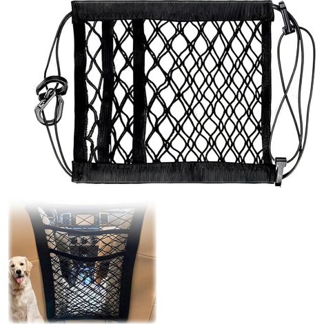 Barrière De Voiture Pour Chien À 3 Niveaux, Filet Voiture Pour Chien, Filet Chien Voiture, Enceinte De Voiture En Filet Pour Chiens, Chats, Animaux, Enfants, Filets Pour Auto, Organisateur De Voiture (1/5)