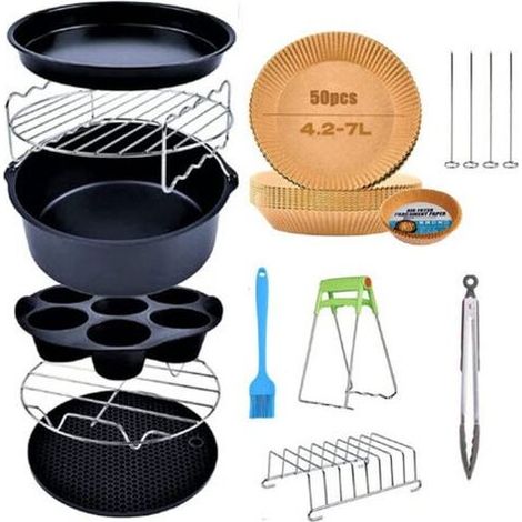 Heißluftfritteuse-Zubehör, 11-teiliges Zubehörset für 8-Zoll-Luftfritteuse FLITI (1/4)