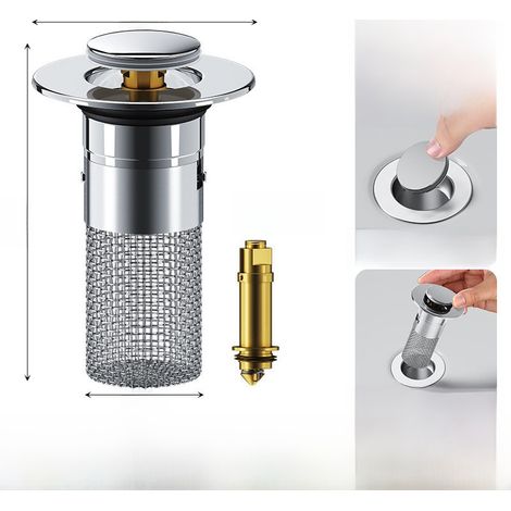 Bonde De Lavabo Inox Anti Odeur 304 Avec Noyau Cuivre - Bonde Clic Clac Évier À Pression Facile À Installer Pour Cuisine (1/5)