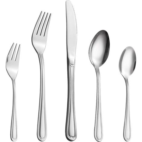 Besteckset 30tlg Edelstahl Steakmesser Gabeln Löffel F30 (1/5)