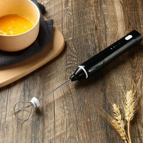 Portable Mini Mousseur à Lait Café Électrique Mixeur Batteur À Oeufs Mélangeur USB (Noir ) (1/4)