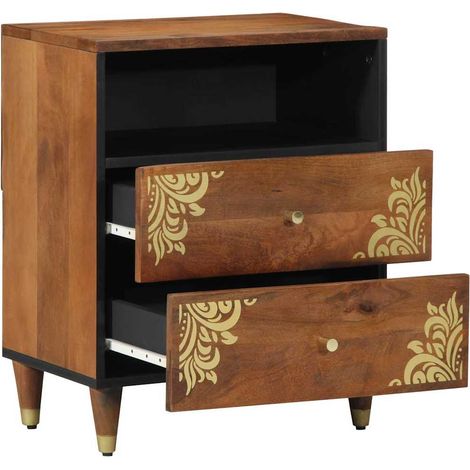 Comodino  Armadio da Notte  Mobiletto da notte con cassetto Marrone miele 50 x 33 x 62 cm (1/5)