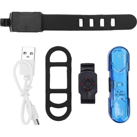 Feu arrière vélo étanche 360° rotatif lampe LED feux de signalisation 4 modes bleu (1/5)