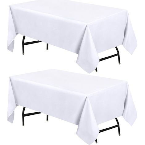 Nappe rectangulaire de cuisine - 60 x 84 pouces (paquet de 2, blanc) Housse de table lavable en machine pour fêtes, événements, mariages et restaurants (60 x 84 pouces) (1/4)