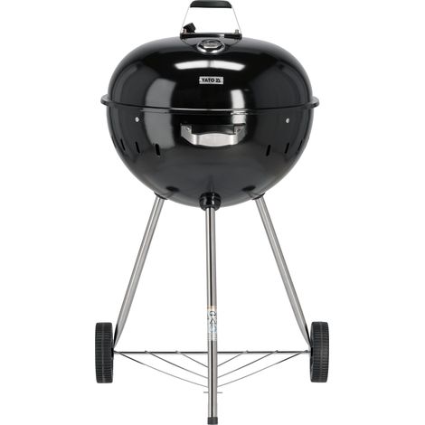 Runder Holzkohlegrill, Kugelgrill 54cm mit Thermometer, schwarz