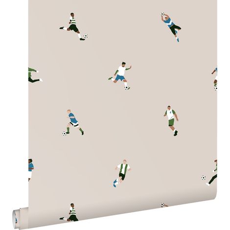 papier peint joueurs de football beige - ESTAhome (1/5)