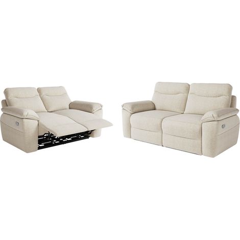PACK - Canapé de relaxation ROSS électrique 2 et 3 places en tissu texturé 3D - Beige