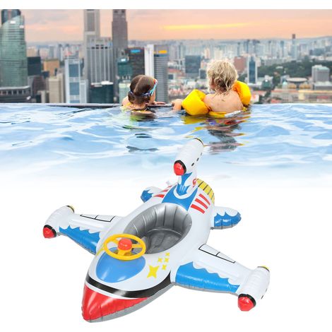 Bouée Avion Gonflable avec Volant pour Enfants - Siège Flottant de Piscine