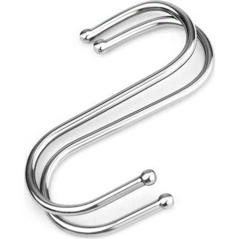 BRAVIX 30 pièces Crochets S Acier Inoxydable, Crochets en S en Acier inoxydable Crochet Cuisine, Crochets en Métal Crochet de Suspension pour Cuisine, Salle de Bain(Argent) (30pc Crochets en Métal) (1/5)