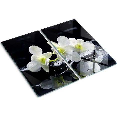 Planche de cuisine, couvre plaque, verre planche découper, verre trempé – 2 x 30 x 52 cm - Orchidée