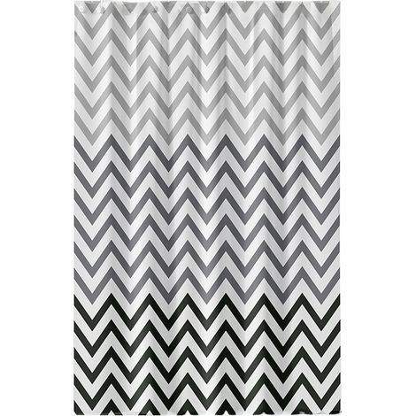 Rideau De Douche - Polyester - 183 x 183 Cm - Motif Chevron - Gris - 1 Pièce
