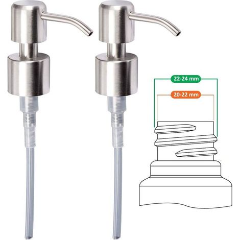 Pompa di ricambio per dispenser di sapone liquido - Acciaio inossidabile, finitura spazzolata, 2 pezzi - 24 mm (1/5)