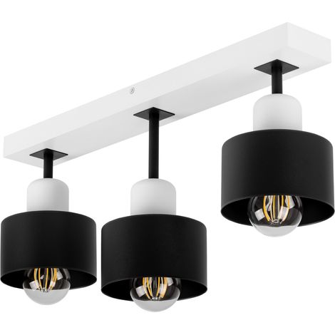 Lámpara de techo blanca de madera y metal de estilo escandinavo, 3xE27, iluminación LED moderna para salón, cocina, dormitorio, habitación infantil, loft. (1/5)