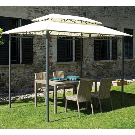 Gazebo in ferro 300x200 cm con innesto a molla, color ecrù MALIGI HOME MG-RICCARDA Ecrù (1/5)