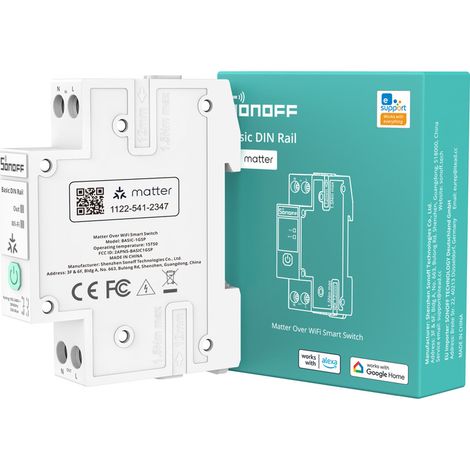 SONOFF Basic DIN Rail WiFi Smart Schalter Hutschiene, Matter over WiFi Smart Home Steuerung, 32A für Sicherungskasten, kompatibel mit Alexa Google Home Home Assistant, BASIC-1GSP (1/5)