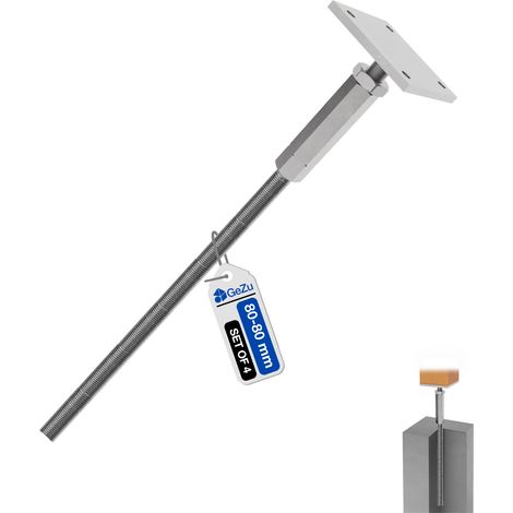 Lot de 4 Support de poteau galvanisés à chaud 80 x 80 mm – Hauteur réglable – Platine bois pour pieds de poteaux clôture – GeZu Impex